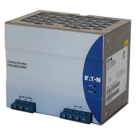 DC Power Supply, 100/240V AC, 24V DC, 480 W, 20 A, DIN Rail MPN:PSG480E24RM