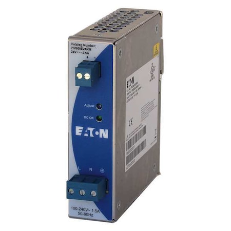 DC Power Supply, 100/240V AC, 24V DC, 60 W, 2.5 A, DIN Rail MPN:PSG60E24RM