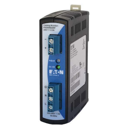 DC Power Supply, 100/240V AC, 24V DC, 60 W, 2.5 A, DIN Rail MPN:PSG60N24RP