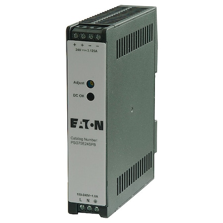 Power Supply, 100/240V AC, 24V DC, 75 W, 3.125 A, DIN Rail MPN:PSG75E24SPB