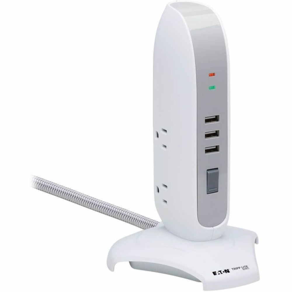 Eaton Tripp Lite Series Surge Protector Tower 5-Outlet with 3 USB Charging Ports 6ft Cord 5-15P White - TLP66USB MPN:TLP66USB