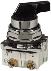 Selector Switch with Contact Blocks: 2 Positions, Maintained (MA), 0.5 Amp, Black Lever MPN:10250T20LB