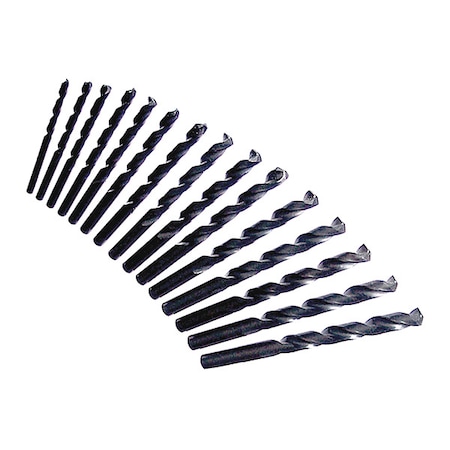 Drill Bit Set, HSS, 6 in. L, 15 pcs. MPN:83005