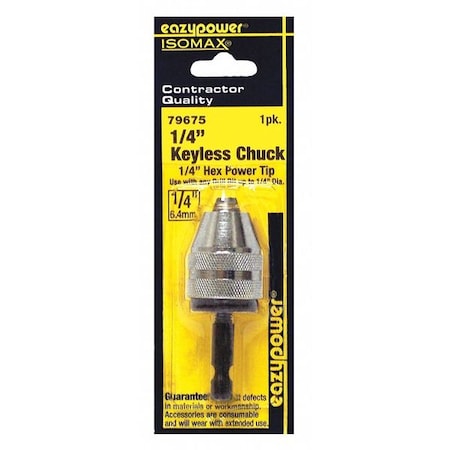 Drill Chuck, Steel, Size 1/4