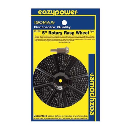 Rotary Rasp Wheel, 5 in Dia, Mounted MPN:30130