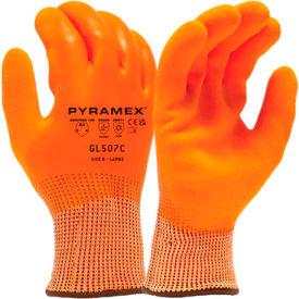 Pyramex® GL507C Insulated Cut Resistant Dipped Gloves Latex Coated ANSI A5 S Hi-Vis Orange GL507CS - Pkg Qty 12
