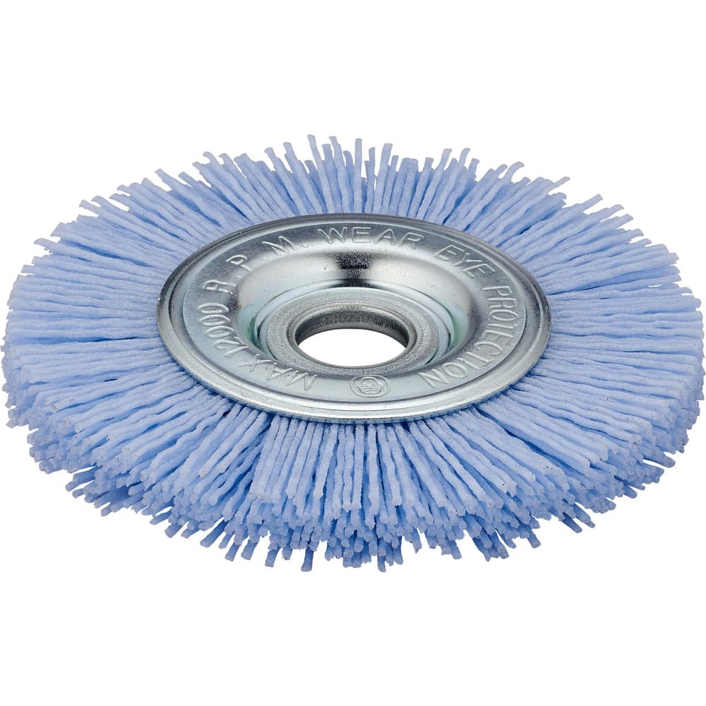 Wheel Brushes; Mount Type: Arbor Hole ; Wire Type: Crimped ; Outside Diameter (Inch): 4 ; Face Width (Inch): 1/2 ; Fill Material: Nylon ; Arbor Hole Style: Round MPN:30012