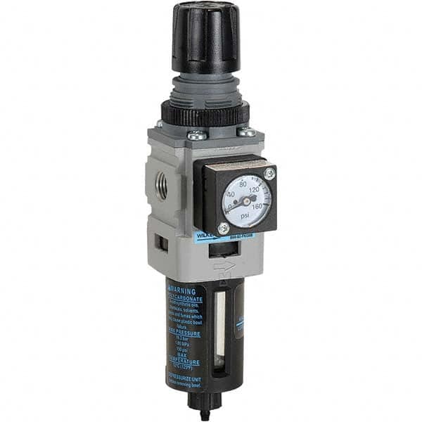 FRL Combination Unit: 1/4 NPT, Miniature, 1 Pc Filter/Regulator with Pressure Gauge MPN:B08-02-FKG0B