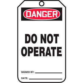 Accuform MDT189PTP Danger Do Not Operate Tag RP-Plastic 25/Pack MDT189PTP
