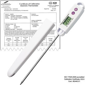 H-B Calibrated Electronic Stainless Steel Stem Thermometer -50/200C (-58/392F) 127mm (5 in.) Probe 609001200