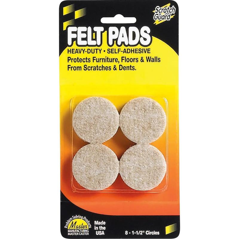 Scratch Guard Self-Adhesive Felt Circles - Circle - Self-adhesive - Beige - Polyester Felt - 1Pack MPN:88497