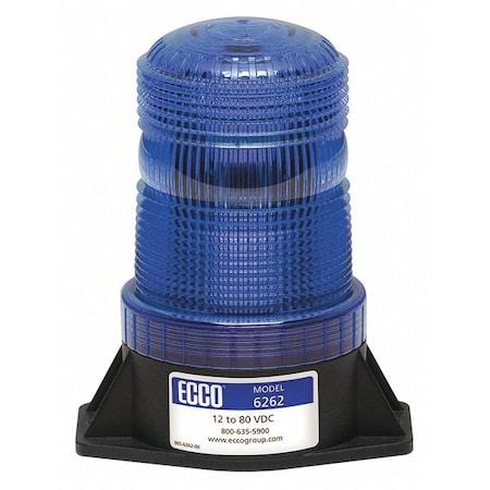 Beacon Light, Blue, 12-80V DC, 80 FPM, 3 7/8 in Dia., Permanent MPN:6262B