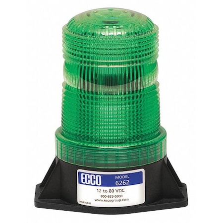 Beacon Light, Green, 12-80V DC, 80 FPM, 3 7/8 in Dia., Permanent MPN:6262G