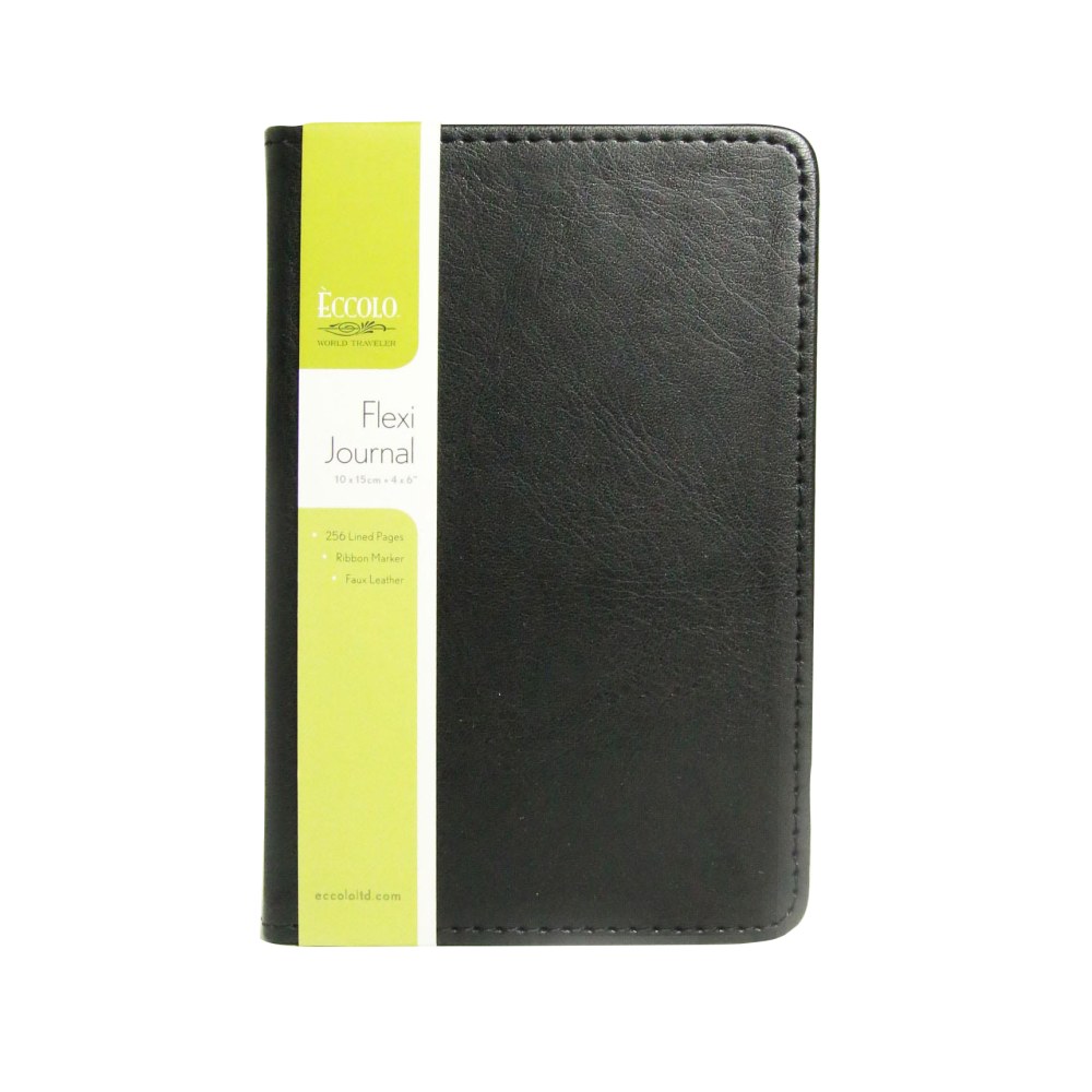Eccolo Flexi Journal, 4in x 6in, 256 Pages (128 Sheets), Black (Min Order Qty 14) MPN:D321N-OD