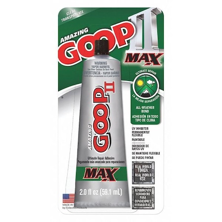 Adhesive, GOOP Series, Clear/Black, 1 to 3 day Full Cure, 2 oz, Tube MPN:142100