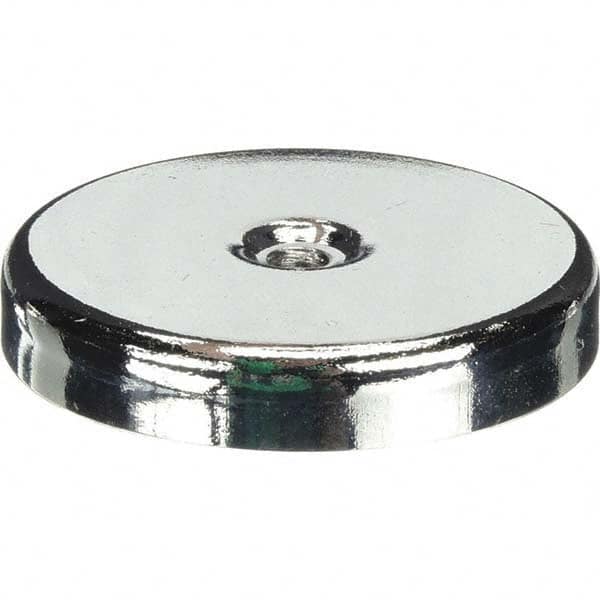 Ceramic Pot Magnets; Diameter (Inch): 1.7 in; 1.7000; Height (Inch): 0.3 in; Height (mm): 0.3 in; Average Pull Force (Lb.): 12; 12 lb; 5.45 kg; Tap Size: 10-24; Overall Thickness: 0.3 in; 7.62 mm; Color: Silver; Insulation MPN:E2115