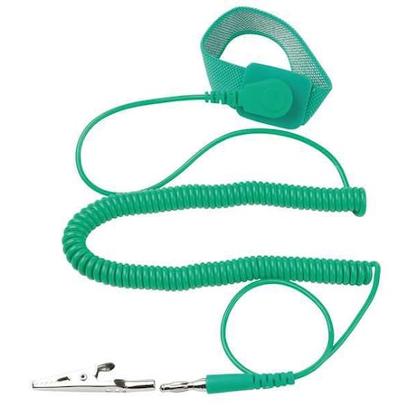 ESD Wrist Strap, Adjustable, 10 ft L, Green MPN:900-002