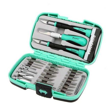 Hobby Knife Set, Rubber/Steel, Green, 30 Pc MPN:PD-395A