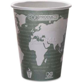Eco-Products® Hot Paper Cups World Art 12 Oz. Plant-Based Resin Inner Lining 50/Pack Gray ECOEPBHC12WA