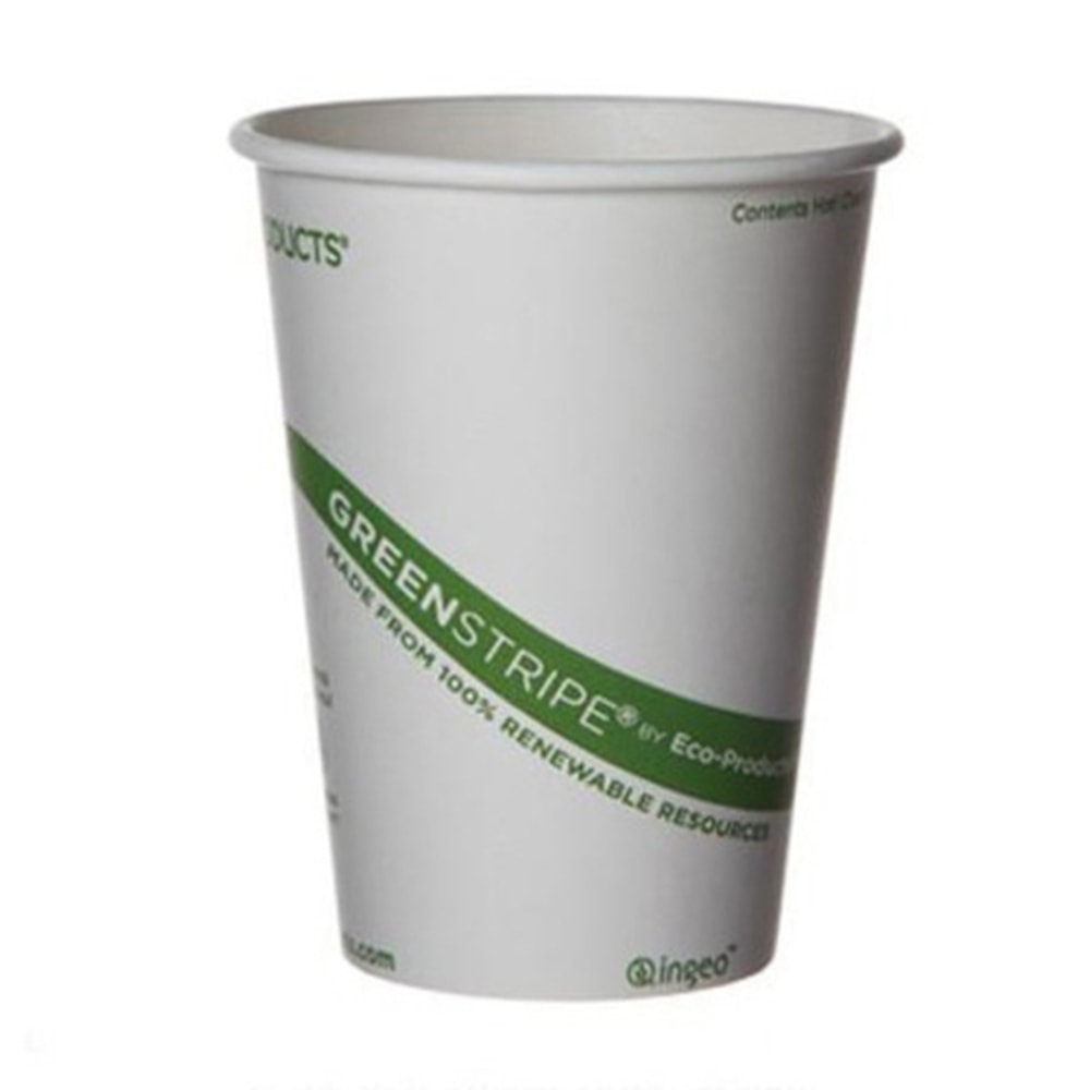 Eco-Products GreenStripe PLA Hot Cups, 10 Oz, 100% Recycled, White/Green, Pack Of 20 Cups MPN:EP-BHC10-GSPK