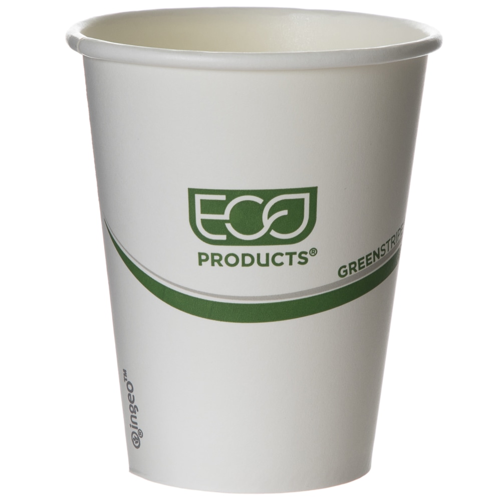 Eco-Products GreenStripe PLA Hot Cups, 8 Oz, 100% Recycled, White/Green, Pack Of 1, 000 Cups MPN:EP-BHC8-GS