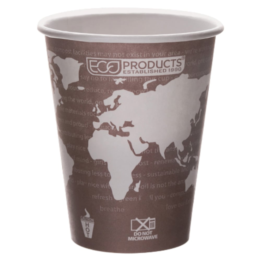 Eco-Products World Art Hot Beverage Cups, 8 Oz, Maroon, Carton Of 1000 MPN:EP-BHC8-WA