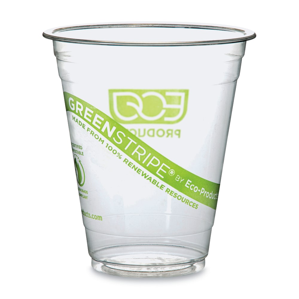 Eco-Products GreenStripe PLA Compostable Cold Cups, 12 Oz, Carton Of 1000 MPN:EPCC12GSACT