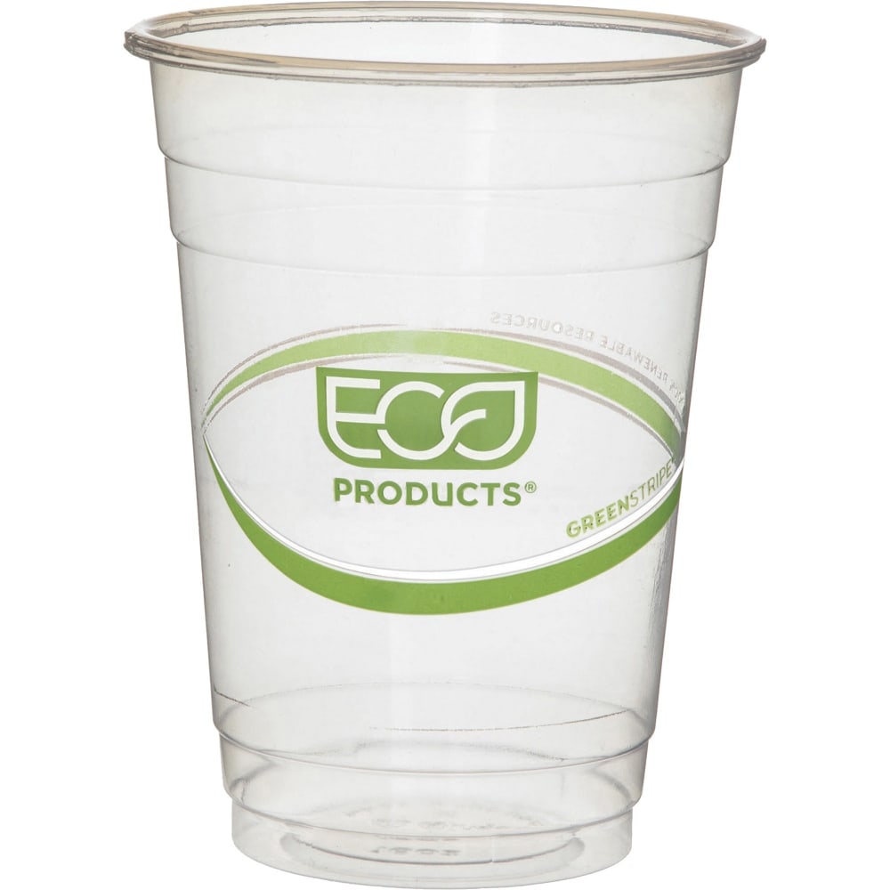 Eco-Products 16 oz GreenStripe Cold Cups - 16 fl oz - Clear, Green - Polylactic Acid (PLA) - Cold Drink - 50/PK MPN:EPCC16GSA