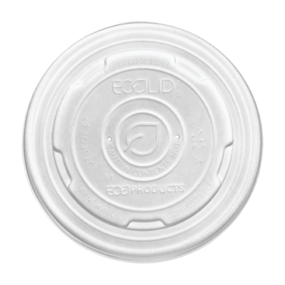 Eco-Products World Art PLA-Laminated Soup Container Lids, For 32-Oz Containers, White, 50 Lids Per Pack, Carton Of 10 Packs MPN:EP-ECOLID-SPL