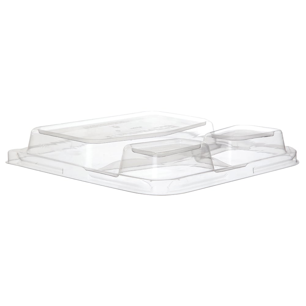 Ghent WorldView Renewable And Compostable Lids For 9in 3-Compartment Containers, 100% Recycled, Pack Of 200 Lids MPN:EP-SCS93LID