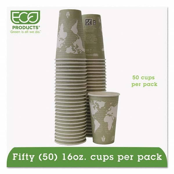 World Art Renewable/Compostable Hot Cups, 16 oz, Moss, 50/Pack MPN:ECOEPBHC16WAPK