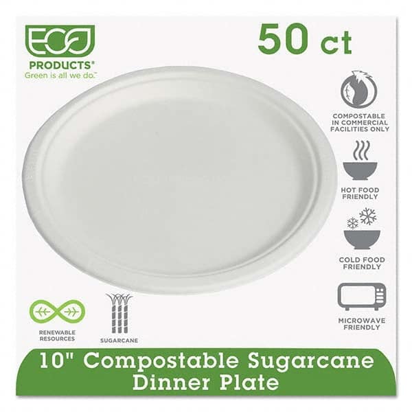 Plate: Sugarcane Fiber, Natural White, 50 Per Pack MPN:ECOEPP005PK