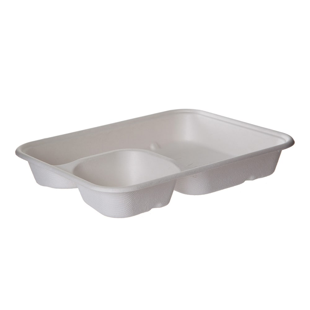 Eco-Products Vanguard WorldView Sugarcane Trays, 2 Compartment, 6in x 8in, White, Pack Of 400 Trays MPN:EP-SCRC862NFA