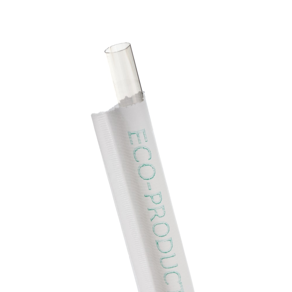 Eco-Products Compostable Straws, Wrapped, 7-3/4in, 100% Recycled, Clear, Case Of 7, 200 Straws MPN:EP-ST780
