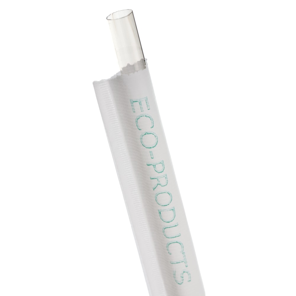 Eco-Products Compostable Straws, Wrapped, 9-1/2in, 100% Recycled, Clear, Case Of 4, 800 Straws MPN:EP-ST990