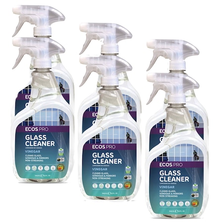Liquid Glass Cleaner, Clear, Vinegar, Trigger Spray Bottle, 6 PK MPN:PL9300/6