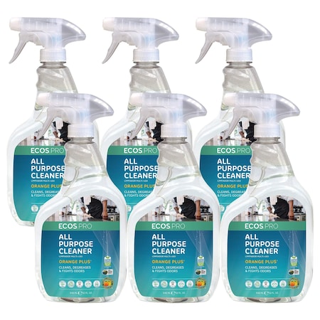 All Purpose Cleaner, Trigger Spray Bottle, 32 oz, Orange, 6 PK MPN:PL9706/6