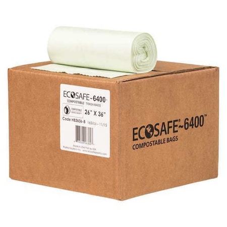 20 gal Trash Bags, 26 in x 36 in, Extra Heavy-Duty, 0.85 mil, Green MPN:HB2636-8