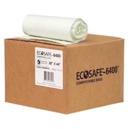 35 gal Trash Bags, 28 in x 44 in, Extra Heavy-Duty, 0.85 mil, Green MPN:HB2844-8