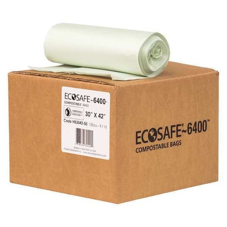 35 gal Trash Bags, 30 in x 42 in, Extra Heavy-Duty, 0.85 mil, Green MPN:HB3042-8