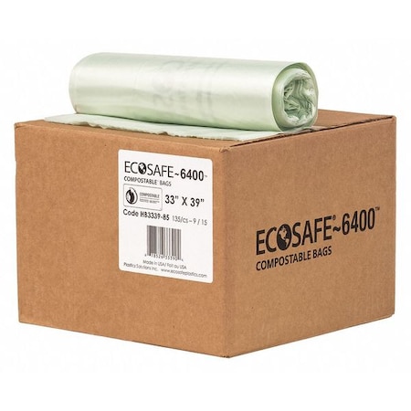 35 gal Trash Bags, 33 in x 39 in, Extra Heavy-Duty, 0.85 mil, Green MPN:HB3339-8