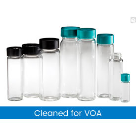 Qorpak 27.25 x 57.5mm 5 dram Clear Vial w/24-400 Black PP Cap & PTFE Disc Cleaned/Cert 80PK GLC-01013