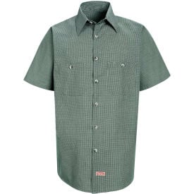 Red Kap® Men's Micro-Check Uniform Shirt Short Sleeve Hunter/Khaki Check L SP20 SP20HKSSL