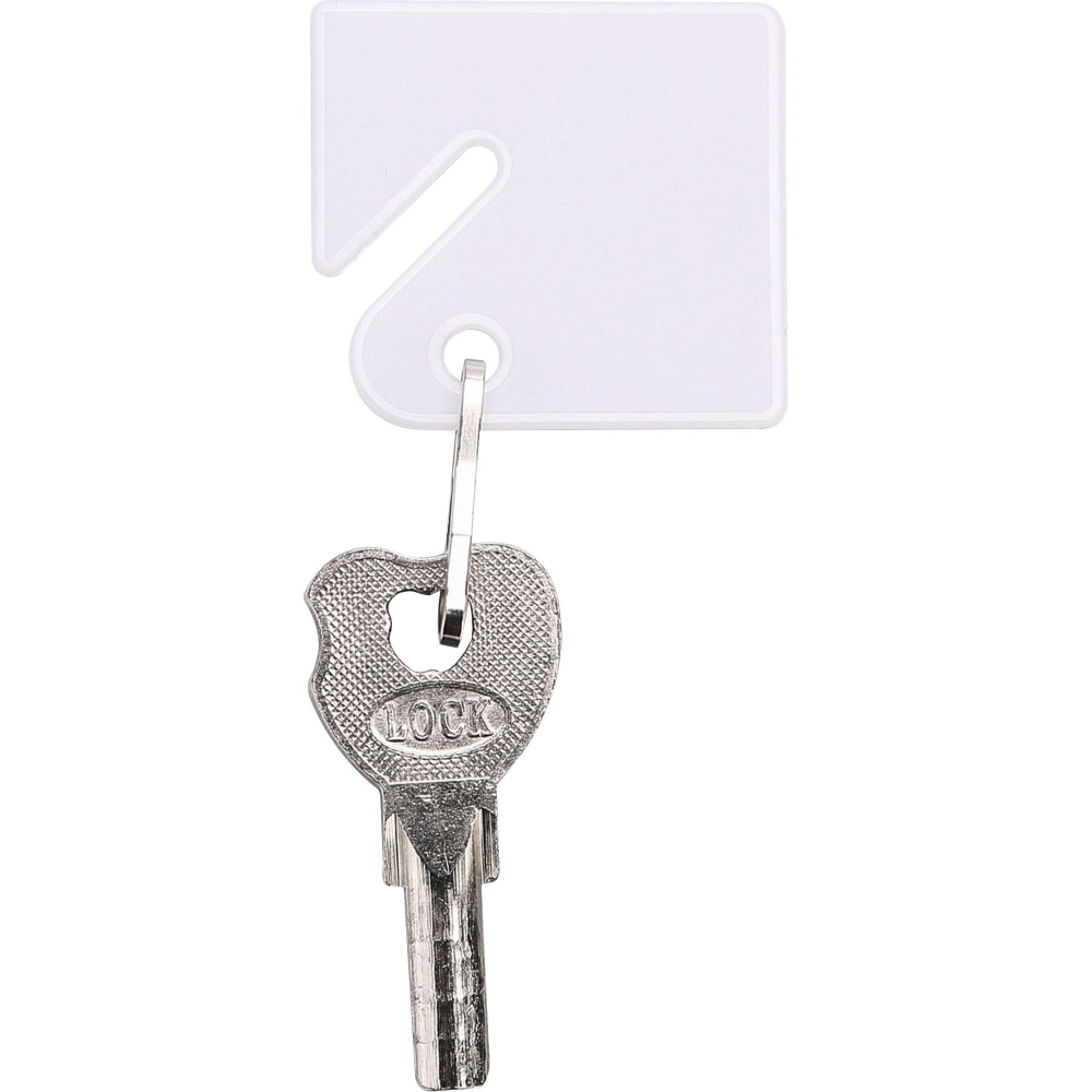 Sparco Square Key Tags - 4.75in Length x 1.40in Width - Square - Hook Fastener - Plastic - White - 1 Pack MPN:02887