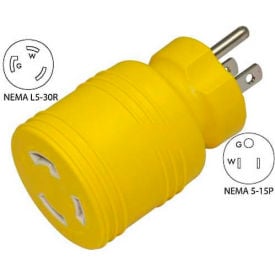 Conntek 30222-YW 15 to 30-Amp Locking Adapter with NEMA 5-15P to L5-30R Yellow 30222-YW