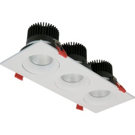 Sunlite® LED Rectangular Three Head Gimbal Regressed Downlight Fixture 36W 2270 Lumens White 85609-SU