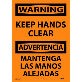 Bilingual Vinyl Sign - Warning Keep Hands Clear ESW501PB
