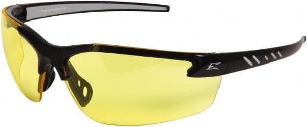Safety Glasses: Scratch-Resistant, Polycarbonate, Yellow Lenses, Frameless MPN:DZ112-G2