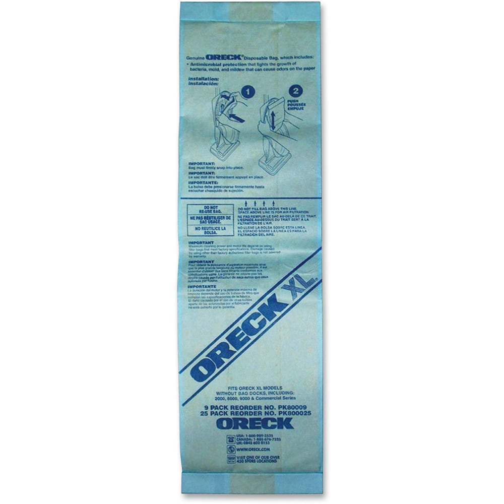 Oreck XL Upright Single-wall Filtration Bags - 25 / Pack - Antimicrobial - Green (Min Order Qty 3) MPN:PK800025