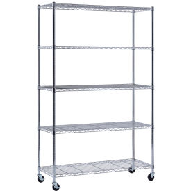 MuscleRack™ 5 Tier Mobile Deco Wire Shelving Unit 48
